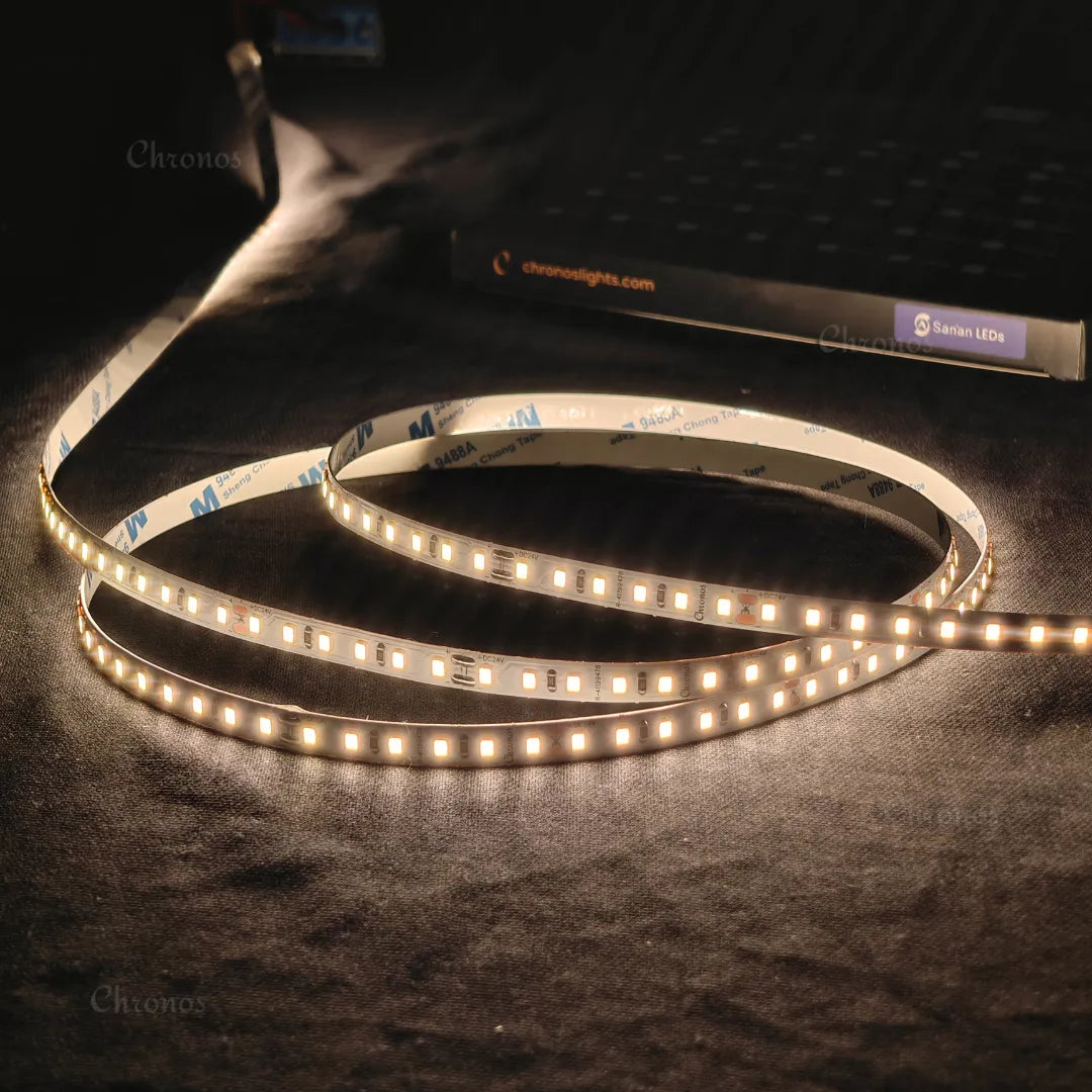 Luxe 120 LED 8mm LED Strip Lights - Warm White 24V - CRI90+ Sanan 2835 LED - 10m Roll