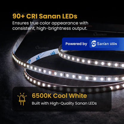 Luxe 120 LED 8mm LED Strip Lights - Cool White 24V - CRI90+ Sanan 2835 LED - 10m Roll