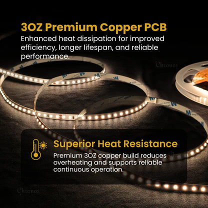 Luxe 120 LED 8mm LED Strip Lights - Warm White 24V - CRI90+ Sanan 2835 LED - 10m Roll