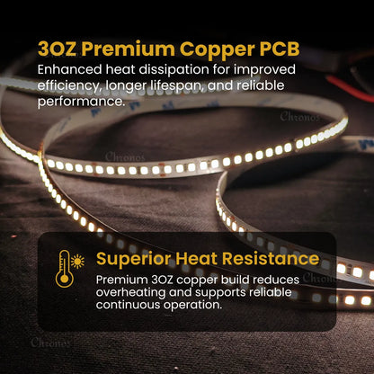 Luxe 180 LED 8mm LED Strip Lights - Natural White 24V - CRI90+ Sanan 2835 LED - 10m Roll