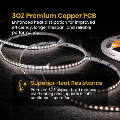 Luxe 120 LED 8mm LED Strip Lights - Natural White 24V - CRI90+ Sanan 2835 LED - 10m Roll