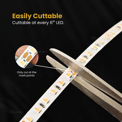 Luxe 120 LED 8mm LED Strip Lights - Natural White 24V - CRI90+ Sanan 2835 LED - 10m Roll