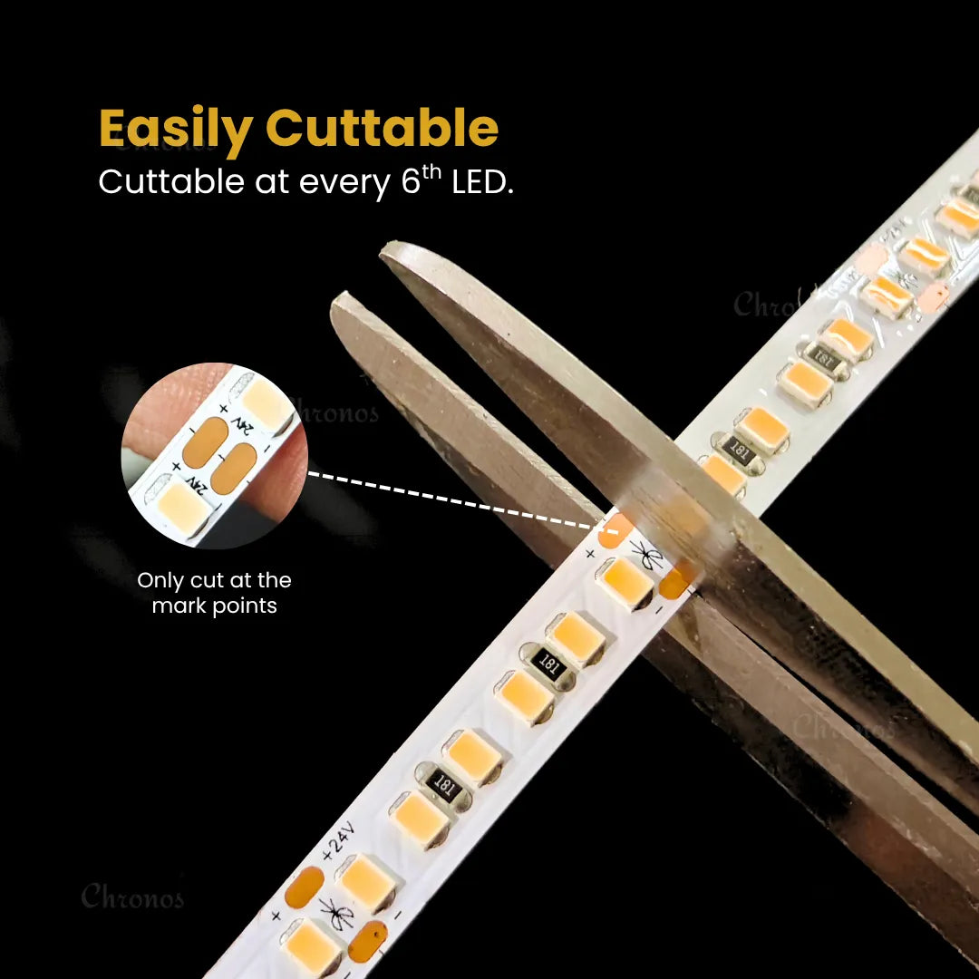Luxe 180 LED 8mm LED Strip Lights - Natural White 24V - CRI90+ Sanan 2835 LED - 10m Roll