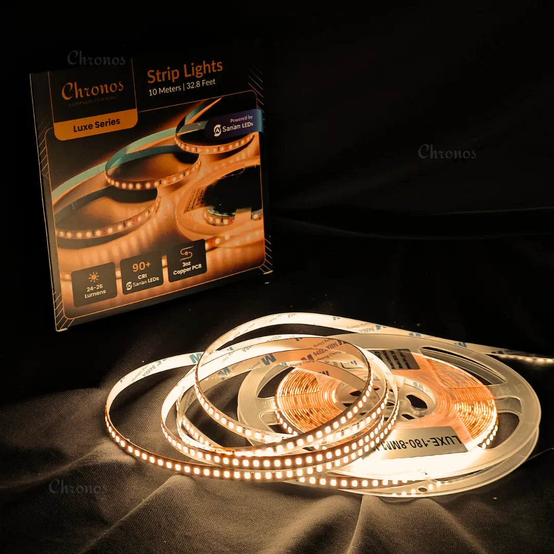 Luxe 180 LED 8mm LED Strip Lights - Warm White 24V - CRI90+ Sanan 2835 LED - 10m Roll